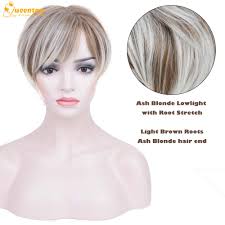 Check spelling or type a new query. Buy Queentas Pixie Short Blonde Wig With Bangs Dark Roots Synthetic Hair Wigs For White Women Brown Mixed Blonde Online In Indonesia B082c95lrw