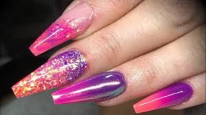 Alternative to acrylic nails do exist though acrylic nails are the best nail enhancements you can get. Acrylic Nails Bright Design Set With Glitter Youtube