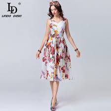 100 Cotton Dresses Designer Women Summer Dress Sleeveless V Neck Casual Floral Print Midi E Indian Designer Wear Summer Dresses For Women Elegant Midi Dresses