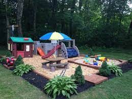 Backyard Kid Friendly Backyard Without Grass Playground Ideas For Preschoolers Cool Playground Ideas New P Play Area Backyard Backyard Play Backyard Playground