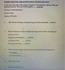 Let's look at the facts. Solved Calculate Each Of The Math Problems Below And Show Chegg Com
