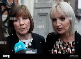 Clodagh Hawe's mother Mary Coll (left) and her sister Jacqueline Connelly  leaving the Department of Justice in Dublin following a meeting with  Justice minister Charlie Flanagan Stock Photo