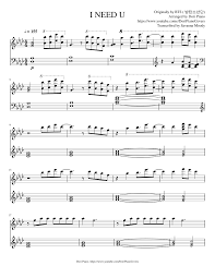 Bts I Need U Sheet Music For Piano Solo Musescore Com