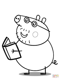 Daddy Pig Reads A Book Super Coloring Peppa Pig Coloring Pages Peppa Pig Colouring Coloring Pages