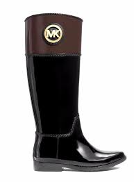 Michael Kors Black And Brown Boots New Michael Kors Stockard Rubber Logo Rain Boot Black Coffee Size 10m Michaelkors Rainboots Boots Black Boots Michael Kors Rain Boots