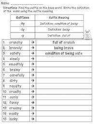 Word Meaning With Suffixes Ty Ly Y Prefixes And Suffixes Suffixes Worksheets Suffix