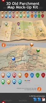 3d Old Parchment Map Mock Up Template Graphicriver Using This Template You Can Create Your Own 3d Map On An Old P Map Icons Templates Illustrated Map