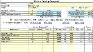 Recipe Cost Card Template Luxury Excel Recipe Costing Template Example Food Cost Food Truck Business Recipe Template