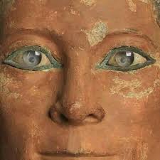 Ever wondered what the famous Seated Scribe looks like up close? Here's a  closeup of its alabaster eyes. Circa 2600 BC