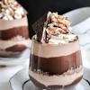 Triple layer coffee caramel chocolate mousse cakes. 3