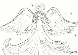 Free Christmas Printable Coloring Sheet Angel Traceable Angelafineart The Art Sherpa Angel Painting Angel Drawing