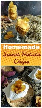 Homemade Sweet Potato Chips Recipe How To Make Crisp Sweet Potato Wafers Vegetarian Tastebuds Recipe Homemade Sweet Potato Chips Sweet Potato Chips Tea Time Food