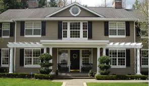 Black And White Combination House Taupe Exterior Paint With Black Shutters White Trim Exterior Paint Colors For House House Paint Color Combination Exterior House Paint Color Combinations