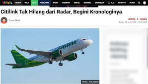 Terakhir terjadi kontak pada pukul 14.40 wib, kata juru bicara kementerian perhubungan, adita irawati dalam pesan tertulis, sabtu (09/01) sore. Benar Pesawat Citilink Qg 801 Rute Semarang Surabaya Tidak Hilang Turnbackhoax