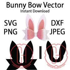 Easter Bunny Bow Svg Vector Template Pattern Download Etsy Bunny Hair Bows Bow Template Diy Hair Bows