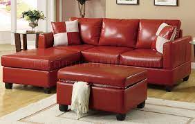 The essick ii sectional sofa consists of tight back and loose seat cushions, with faux leather upholstery for a smooth surface and good texture. Red Bonded Leather Contemporary Small Sectional Sofa W Ottoman