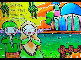 Contoh gambar ketupat lebaran nusagates. Gambar Dan Mewarnai Tema Selamat Hari Raya Idul Fitri Dengan Gradasi Warna Oil Pastel Youtube