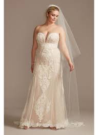 Siqinzheng women's sweetheart full lace beach wedding dress mermaid bridal gown. Scroll And Lace Mermaid Plus Size Wedding Dress David S Bridal