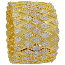 10k gold is the least pure, least expensive and most durable form of gold used in jewelry. 32 Carat Diamond 18 Karat Gold Cocktail Bangle Bracelet Estate Large Size For Sale At 1stdibs