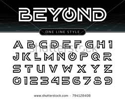 Vector Of Futuristic Alphabet Letters And Numbers One Linear Stylized Rounded Fonts One Single Line For Eac Lettering Alphabet Font Design Alphabet Lettering