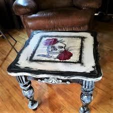 Skull End Table Gothic Home Decor Funky Furniture Skull Furniture