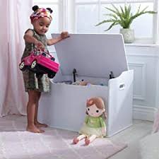 Kids toys organizer storage padded bench 3 bins toy box pink chest wooden trunk. Amazon Com Kidkraft Austin Wooden Toy Box Bench With Safety Hinged Lid Pink Gift For Ages 3 Toys Games