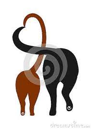 Scotch tape a straw or popsicle stick to the bottom to make a puppet. Silhouette Of Cat And Dog Making Heart With Their Tails Love And Care Image Dog Cat Cat Silhouette Cat Drawing