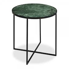Side table with metal legs and a marble top. Tove Round Side Table Green Marble Top Black Cult Uk