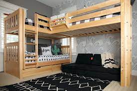 A full bed combined with two twin beds, this triple bunk bed provides a convenient and flexible arrangement option for large families and sleepovers by taking advantage of vertical space. Room Reveal Corner Bunk Beds Add Space To Shared Boys Room Maxtrix Kids