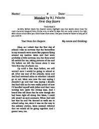 This Product Includes An Excerpt From The Chapter Quot First Day Jitters Quot From The Novel Wonder By R J Palac Character Trait Wonder Characters Analysis