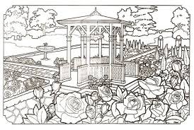 The Garden Of Victorian House Detailed Realistic Coloring Pages For Adults Printable Flower Coloring Pages Coloring Pages Nature Coloring Pages
