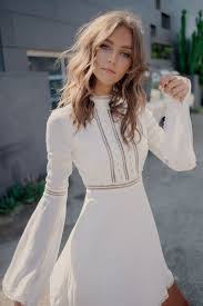 The Willow Bell Sleeve Dress By For Love And Lemons Features Mock Neckline With Lace Contrast Tiny Ladder Dresses With Sleeves Dresses For Teens Cute Dresses