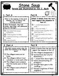 Recognizing letters and words is an important first they must be able to get the meaning of the text: Stone Soup By Jon J Muth Ebsr Reading Comprehension Question Sets