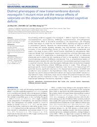 Pdf Distinct Phenotypes Of New Transmembrane Domain Neuregulin 1 Mutant Mice And The Rescue Effects Of Valproate On The Observed Schizophrenia Related Cognitive Deficits