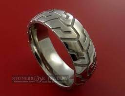 Tire Tread Styled Titanium Ring Motorcycle Wedding Titanium Rings Wedding Rings