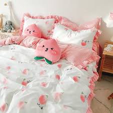 Cute Peaches Bedding Set In 2020 Kawaii Room Cute Room Ideas Cute Room Decor