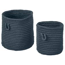 Nordrana Basket Set Of 2 Blue Ikea Blue Baskets Linen Storage Ikea Basket