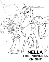 Print a coloring page of a brave knight in armour on horseback. Free Printable Nella The Princess Knight Coloring Pages