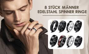 GoPaw Men's Stainless Steel Spinner Ring, 8 Pieces, Black Fidget Band Ring,  Cool Twisted Chain, Anxiety Rings, Men's Rings, Black Spinner Rings Set for  Men and Women, Stainless Steel : Amazon.de: Fashion