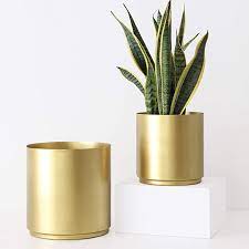 Amazon Com Peach Pebble 8 10 Brass Metal Planter Set 12 10 8 6 Or 5 Large Brass Plant P Indoor Flower Pots Metal Flower Pots Metal Planters