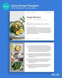 4x6 Canva Recipe Card Template Instant Printable Download Etsy Food Printables Recipe Cards Template Recipe Cards