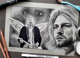 Just finished this Kurt Cobain pencil portrait. Really enjoyed using pan  pastels for the background 🖤