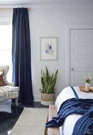 Minted Abstract Art Bedroom Reveal Navy Linen Curtains With Blackout Liner Snake Plant In Luxury Bedding Master Bedroom Blue Curtains Bedroom Bed Linens Luxury