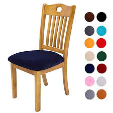 Dining chair pads with ties, non slip modern chair cushions with ties, dining chair cushions, square chair cushion, kitchen seat cushion. Comqualife Soft Velvet Dining Chair Seat Covers Stretchable Dining Room Upholstered Chair Seat Cushi Seat Covers For Chairs Dining Chairs Velvet Dining Chairs