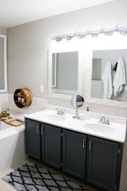 Our Master Bathroom Makeover We Went With Behr Realist Beige For The Walls And Behr Pola In 2020 Painted Vanity Bathroom Master Bathroom Makeover Bathroom Makeover