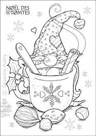 Embroidery Idea Santa Gnome Hot Chocolate Tomte Chocolat Coloring Pages Christmas Coloring Pages Colouring Pages