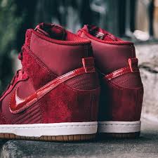 Nike Women S Dunk Sky Hi Essential Sneakers From Finish Line The Nikewomen Dunk Sky Hi Essential Team Red Nowavailable In Store And By Nike Wedges Nike Heels Womens Sneakers