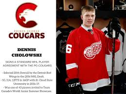 Dennis cholowski's potential as an nhl player won't come with the detroit red wings, as the seattle kraken chose the young defenseman in the expansion draft. Cougars Sign Detroit Red Wings Prospect Dennis Cholowski Prince George Cougars
