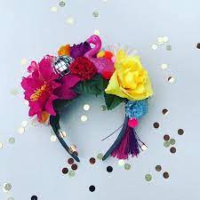 Flamingo Disco Ball Floral Flower Crown Tropical Festival Head Etsy Floral Disco Ball Flower Crown