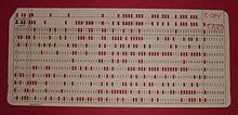 A punched card or punch card is a piece of stiff paper that can be used to contain digital data represented by the presence or absence of holes in predefined positions. Punched Card Wikipedia